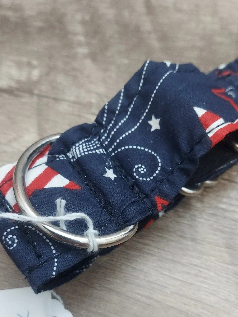 Custom Martingale Dog Collar Fourth of July Patriotic Stars Navy Whippet 1.5